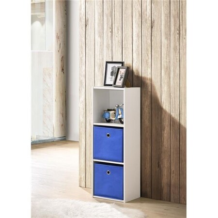 Progressive Furniture Progressive Furniture I170-82 36 in. Composite 3-Shelf Bookcase with Fabric Baskets - 3 Cube Organizer; White I170-82